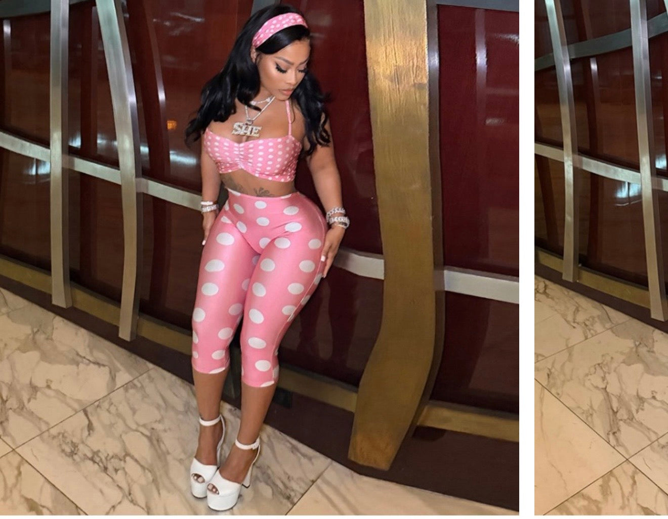 Pink polka dot set