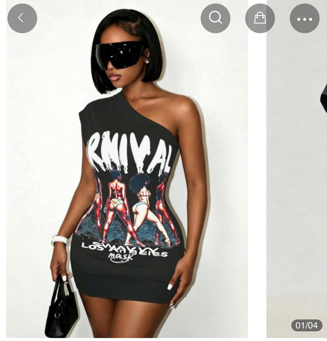 Graphic one shoulder dress